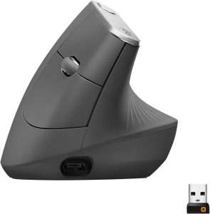 Logitech MX Vertical ergonomic wireless mouse for wrist comfort