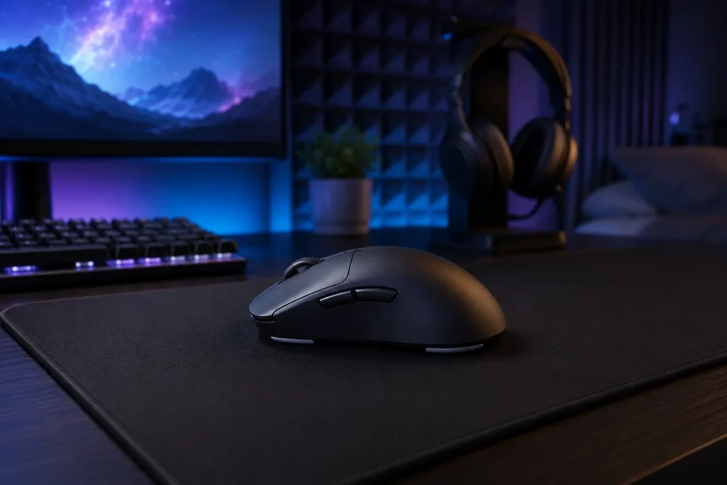 Best Silent Gaming Mouse in 2026: 5 Quiet Picks for Late-Night Gaming Silent wireless gaming mouse on a desk in a quiet late-night gaming room