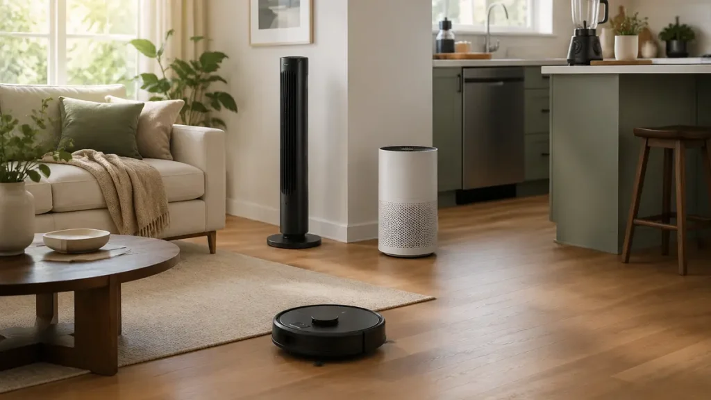 Quiet Tech Reviews & Buying Guides | QuietTechReport Quiet home with a robot vacuum, tower fan, air purifier, dishwasher and blender